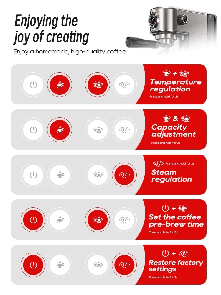 HiBREW 20Bar Semi Automatic Espresso Coffee Machine